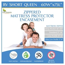 RV Short Queen Mattress/Box Spring Encasement (5-8" Depth) - Waterproof