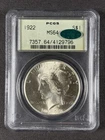1922 Peace Silver Dollar PGCS MS64 Old Green Holder CAC Approved