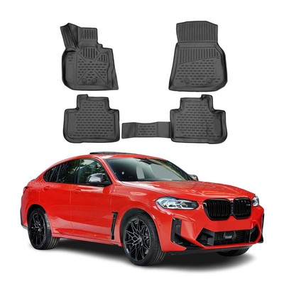 OMAC Floor Mats Liner for BMW X4 G02 2019-2024 Rubber TPE Black 4Pcs