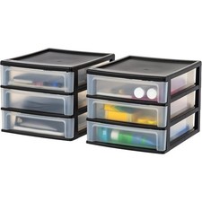 Plastic Stacking Desk Top 3-Drawer Storage Organizer 2-Pack for Makeup Vanity