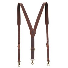 Genuine Leather Suspenders for Men Heavy Duty Y Back Design Adjustable Straps...