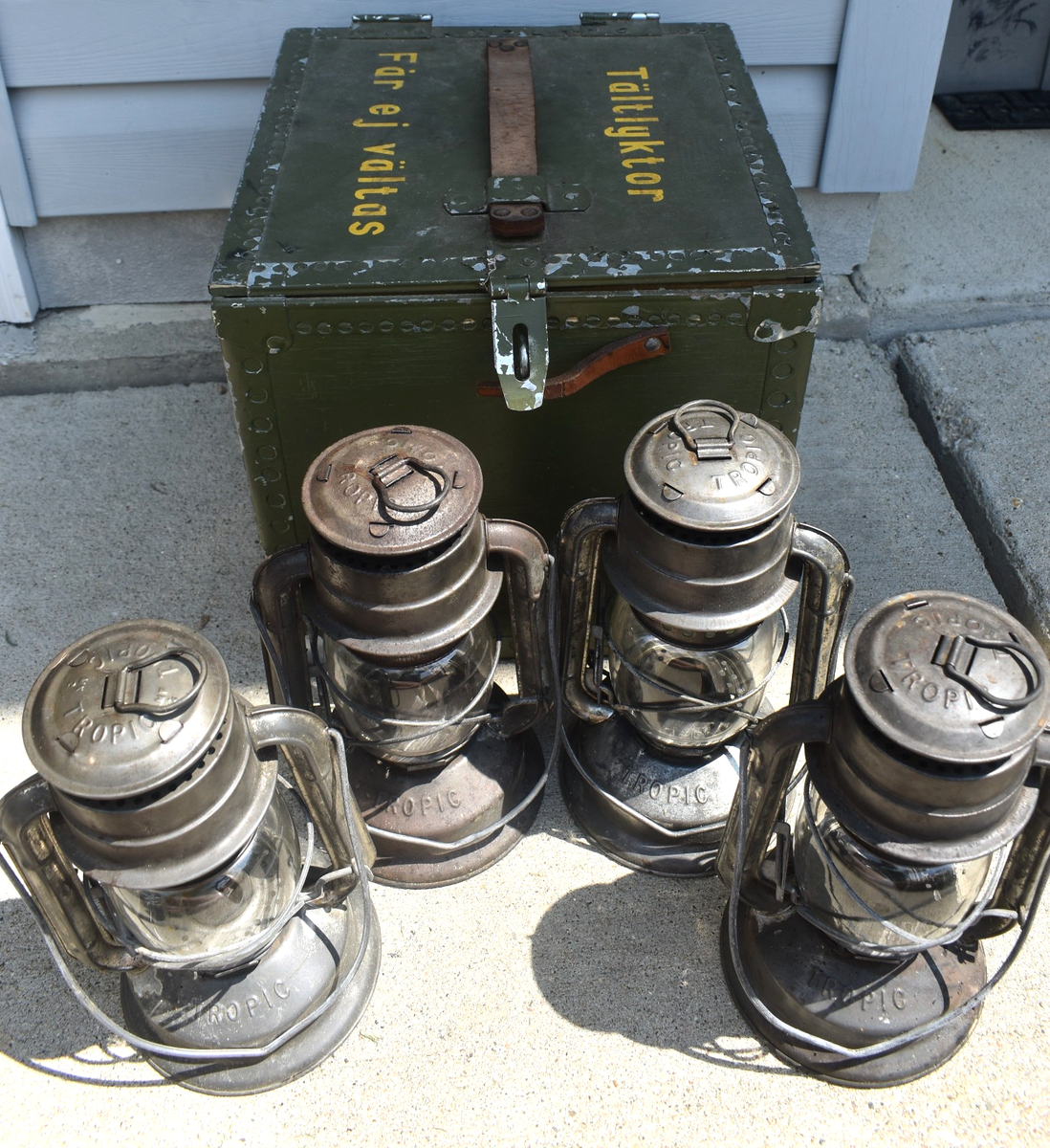 RARE Vintage Swedish Army Tent Lantern Box with 4 Chalwyn Tropic