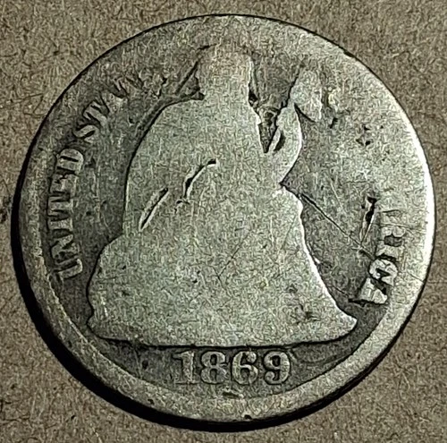 1869-S Seated Liberty Dime – Mintage 450,000 – AG About Good – Rare S Mint #904