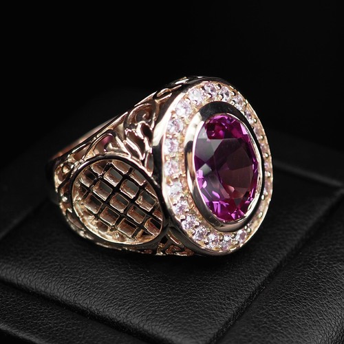 Lotus Pink Sapphire Rare 9.25Ct 925 Sterling Silver Handmade Rings Size 9.75 - Picture 5 of 9