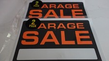 GARAGE SALE Sign Pack of 2 X 2 Sets 12" X 8.5" New