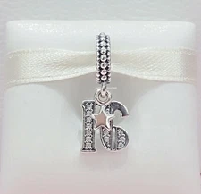 NEW Authentic PANDORA 925 Happy Sweet 16th Celebration Charm Pendant 797261CZ