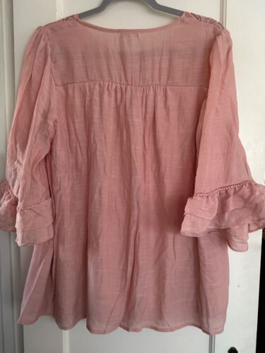 NWT Anthropologie Fig Flower Peasant Blouse Boho TOP Crochet Plus Sz 1X 2X Rose - Picture 3 of 3