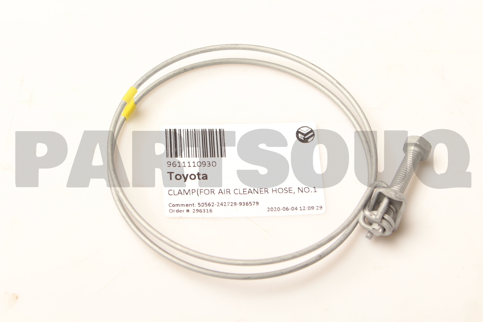 9611110930 Genuine Toyota CLAMP(FOR AIR CLEANER HOSE, NO.1) 96111 