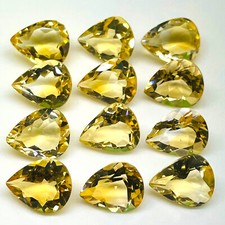 VVS 12 Pcs Natural Citrine 11x9mm Pear Cut Top Quality Loose Untreated Gemstones
