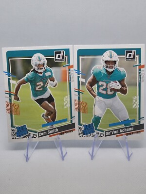 2023 Donruss De'Von Achane #365 Rated Rookie + Free Cam Smith RR Bonus Card