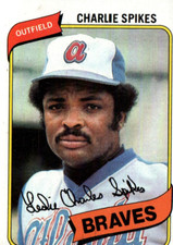 Charlie Spikes OF Braves Topps Baseball Card No 294