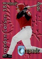 2002 Donruss Rookie Crusade #RC-20 Brandon Larson /1500 Reds Numbered Insert RC