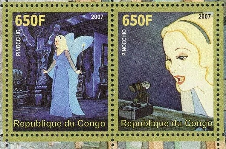 Walt Disney Stamp Cartoon Pinocchio Movie Souvenir Sheet of 2 Stamps Mint NH - Image 4 of 4