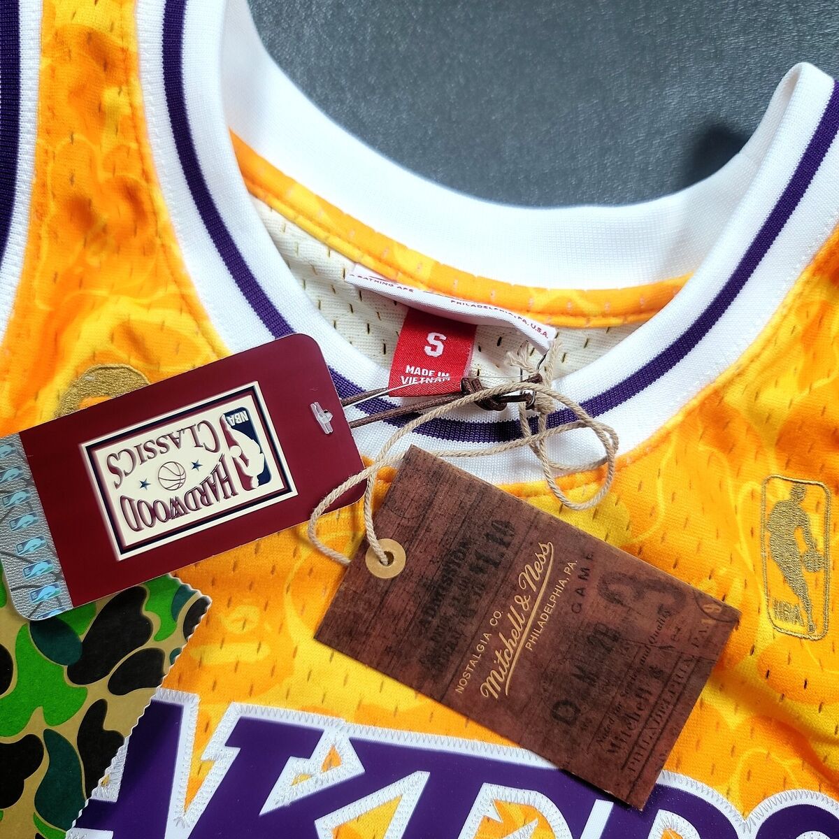 100% Authentic Bape x Lakers Mitchell Ness Jersey Size 36 100% Authentic Bape x Lakers Mitchell Ness Jersey Size 36