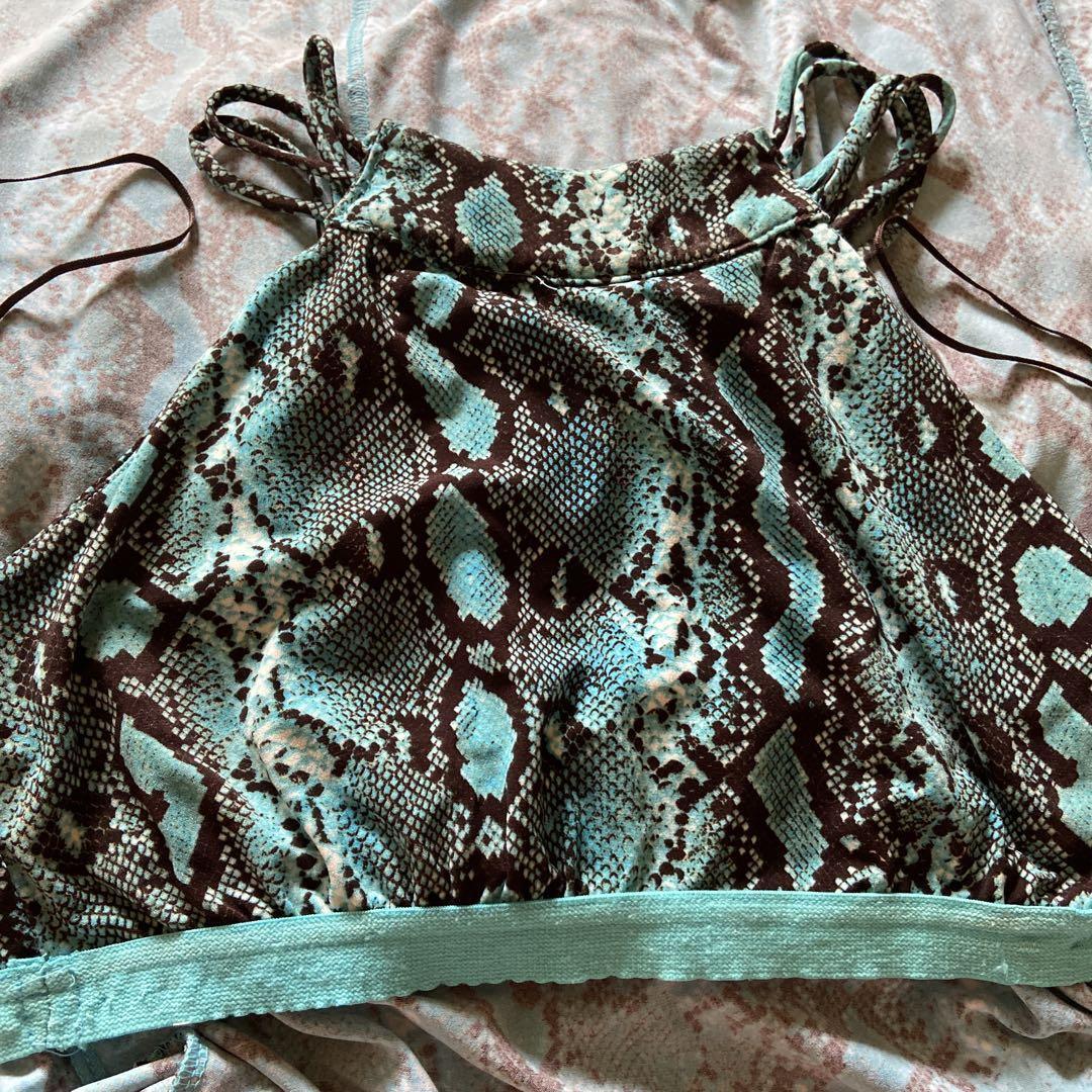 MICHAEL KORS turquoise blue python pattern dress … - image 8