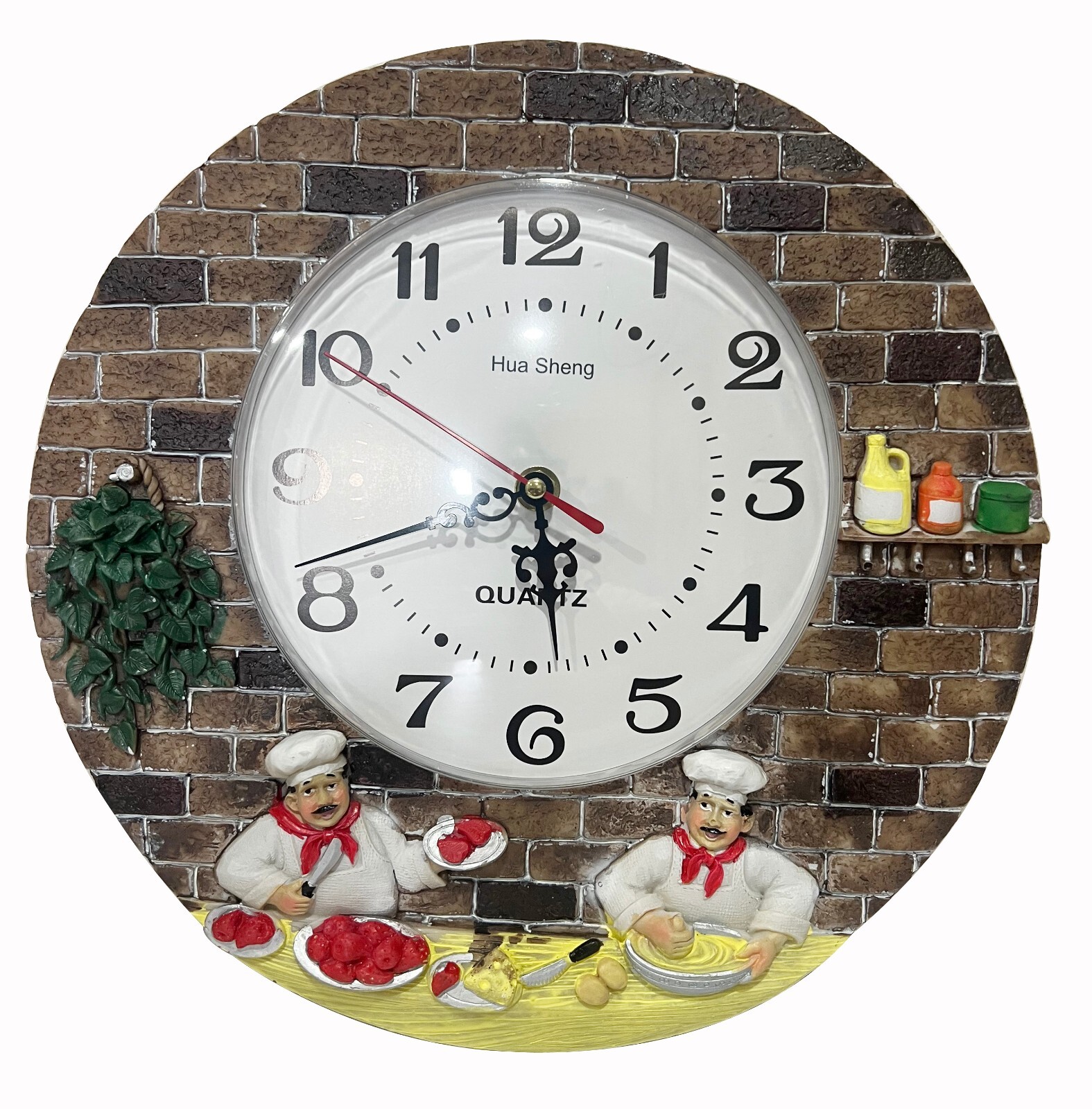 Wall Clock Cook Multi Color,Chef Picture,Non - Ticking Whisper Quiet 12 inch