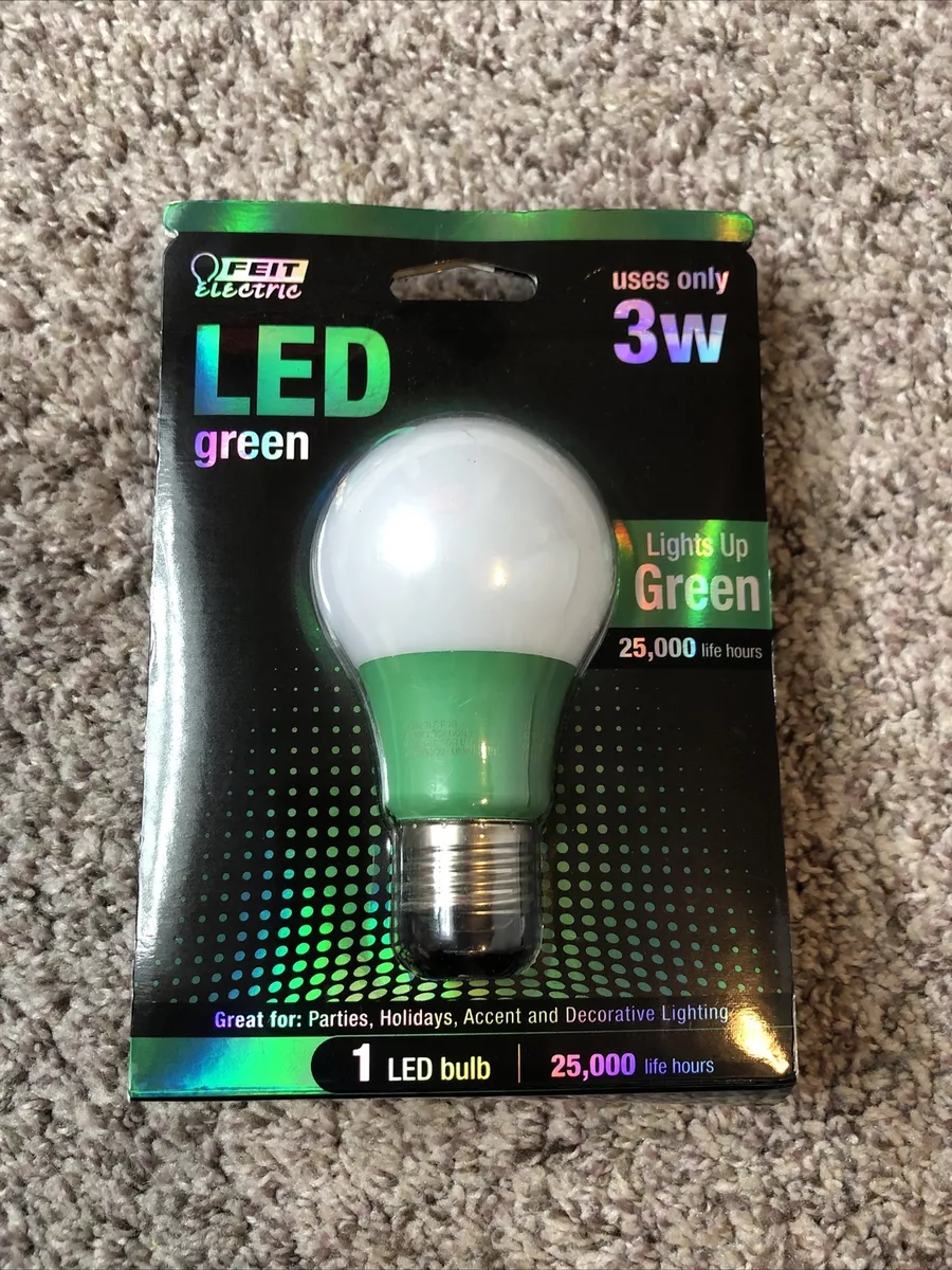 uren knus Decrement NEW Green FEIT ELECTRIC LED Party Light Bulb 3-Watt A19/G/LED 25,000 Life  Hrs (b | eBay