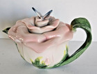 Vintage Ceramic Victorian Pink Rose Teapot with Butterfly Lid MOTHERS DAY GIFT