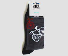 Sock It To Me Bike Print Men's Crew Socks Gray NEW