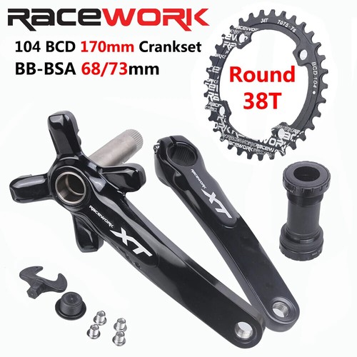 Juego de bielas de bicicleta 104BCD MTB bicicleta manivela plato bicicleta 170 mm 175 mm negro redondo Reino Unido - Imagen 21 de 25