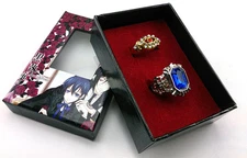 Cosplay Black butler Kuroshitsuji Alois Trancy Ciel Phantomhive 2 Ring Set & Box