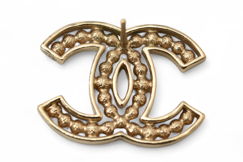 CHANEL Pierce Accessory CC/Logo Rhinestone/Pearl Motif Gold