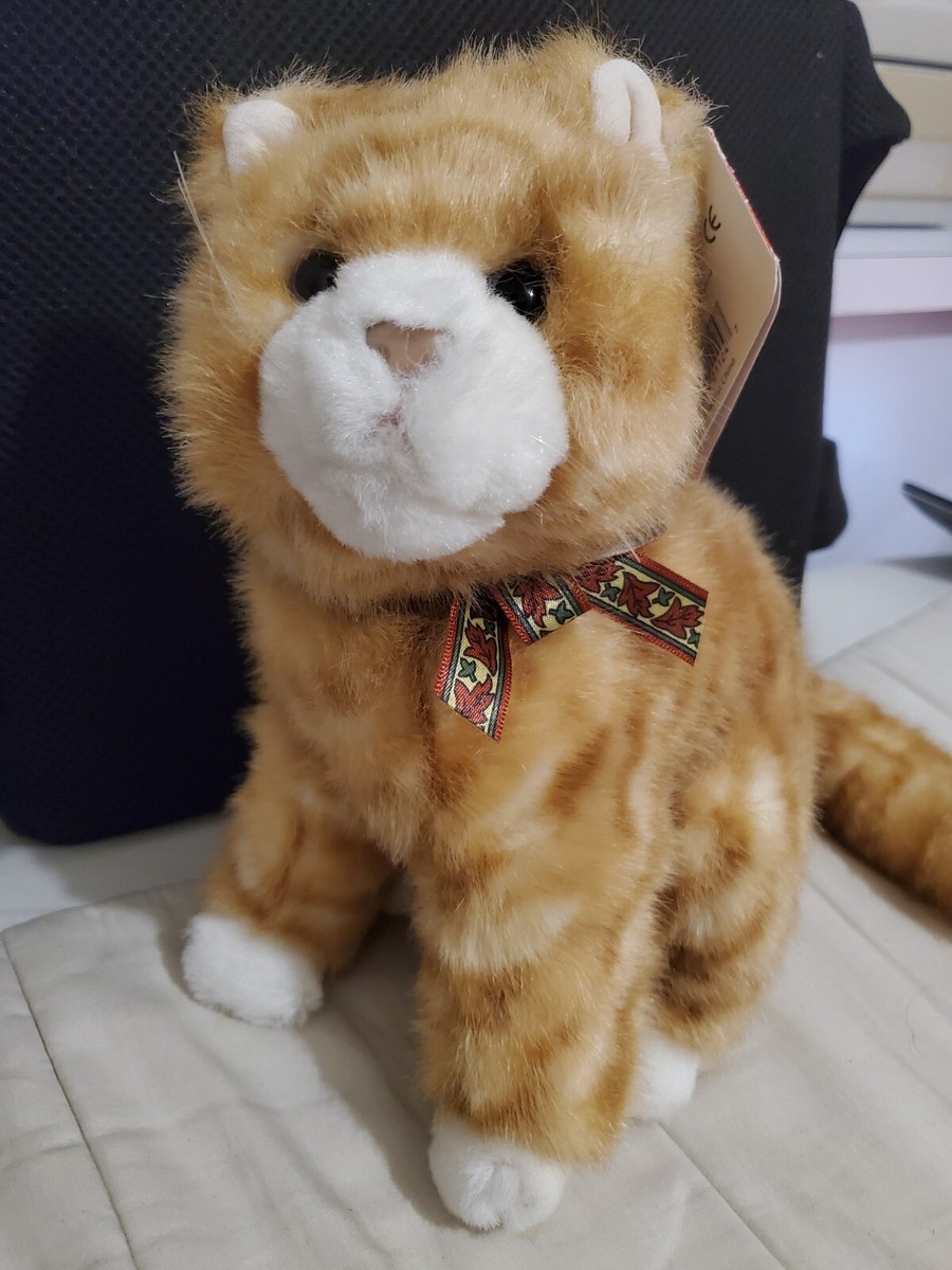 GUND Deluxe Plush Orange Striped Tabby Cat Kitten Sitting 11