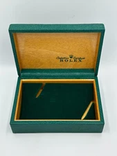 VINTAGE GENUINE ROLEX green watch box case 68.00.3 wood leather 240323008y2A