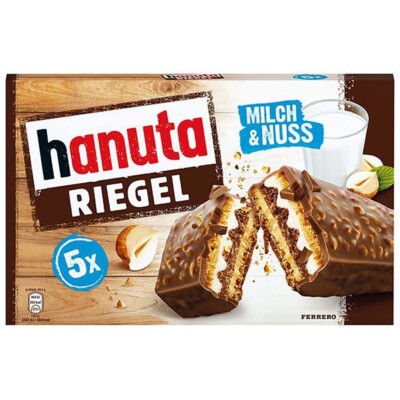 Ferrero Hanuta Riegel Keksriegel mit Haselnuss Schokoladenfüllung 5er Pack