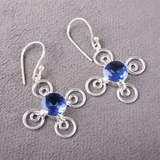 Dainty Tanzanite Gemstone Dangle Earrings 925 Sterling Silver Handmade Jewelry