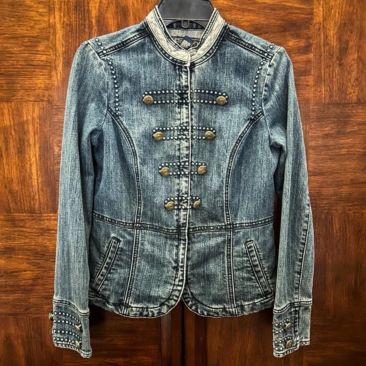 Womens denim top military style jacket