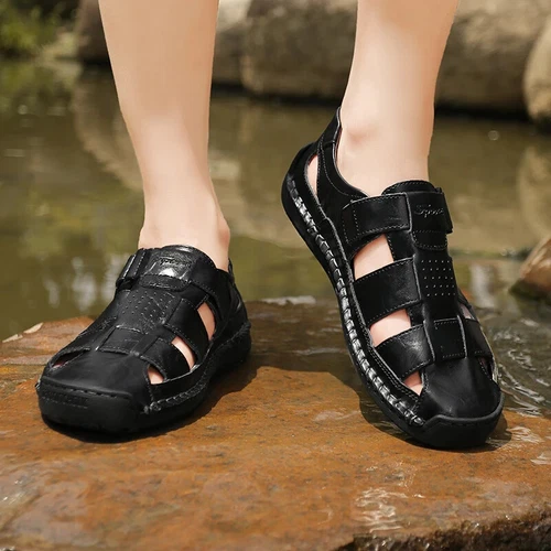 Summer Men Beach Sandals Handmade Non-slip Slippers Breathable Casual Shoes - Picture 14 of 24