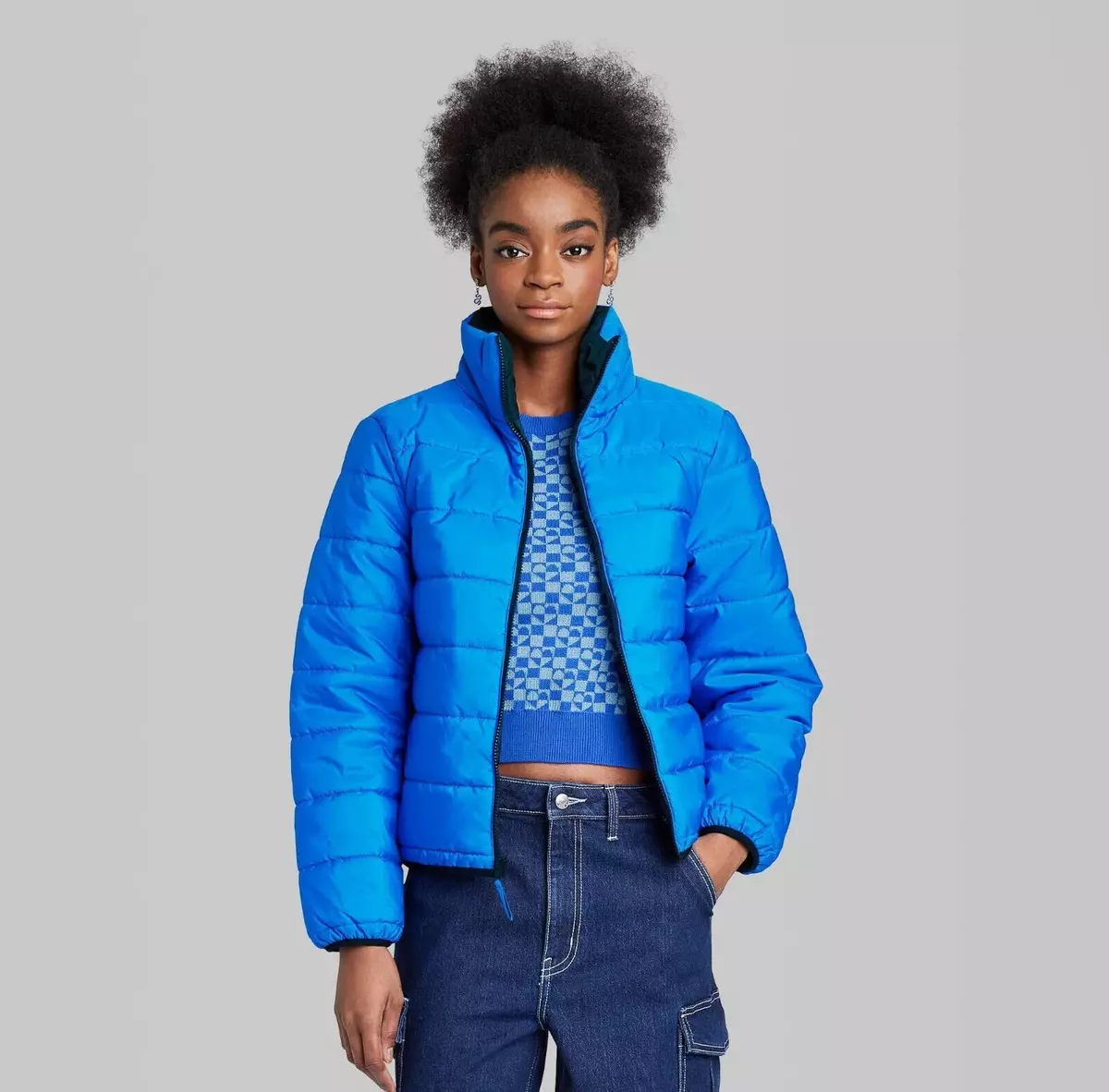 Wild Fable Women s Puffer Jacket Sapphire Blue Size XS eBay
