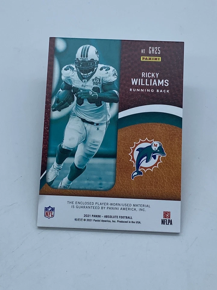 2021 Panini Absolute Ground Hoggs Materials Prime /49 Ricky Williams #GH25 - Image 3 of 3
