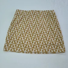 Elodie Heart Skirt Womens M Mustard Brown Stretch Knit Mini Abstract Valentine