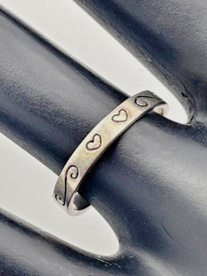 LA 925 STERLINGSILBER HERZEN & ROLLEN 2,7 MM BANDRING GRÖSSE 6,5 BESCHRIFTET 4152