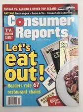 Consumer Reports Back Issue TV: Dish Or Cable? Let's Eat Out July 2000