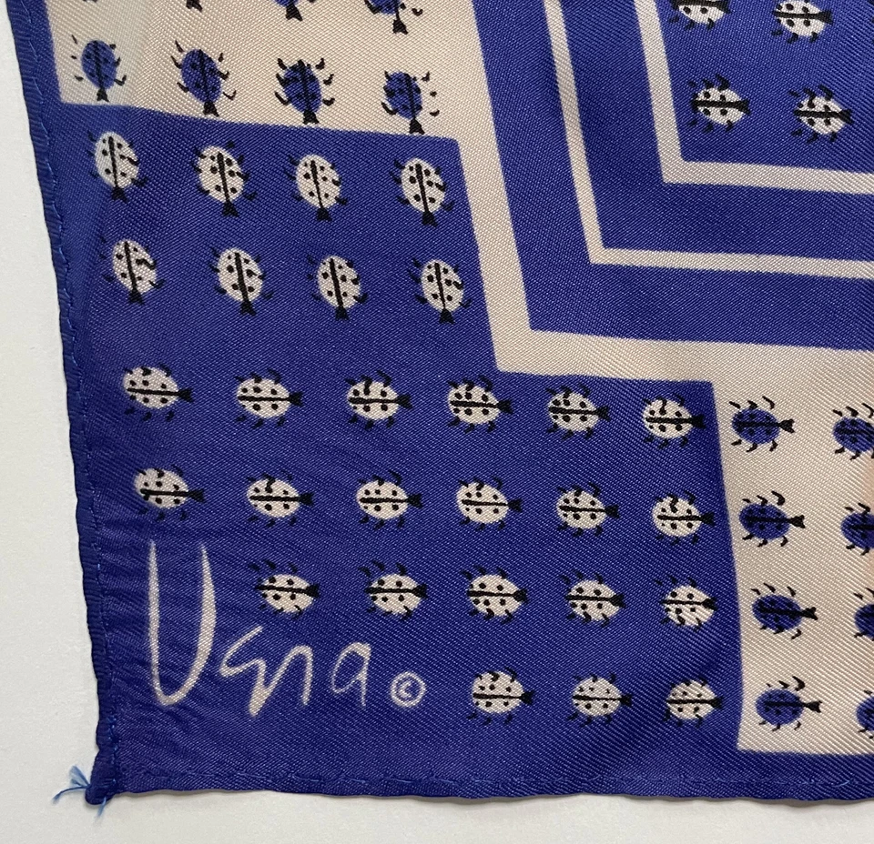 Vintage Vera Neumann Purple Beige Ladybug 21" Square Scarf Silk - Image 2 of 4