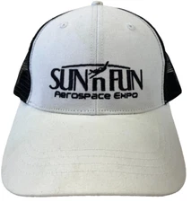 Sun N Fun Baseball Cap Snapback Hat Aerospace Expo Mesh Back White Adjustable