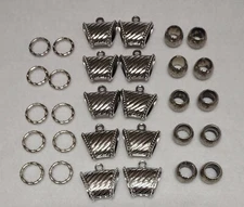 Scarf Bails And Ring Assortment.  Lightweight Plastic Silver tone.  30 Pieces