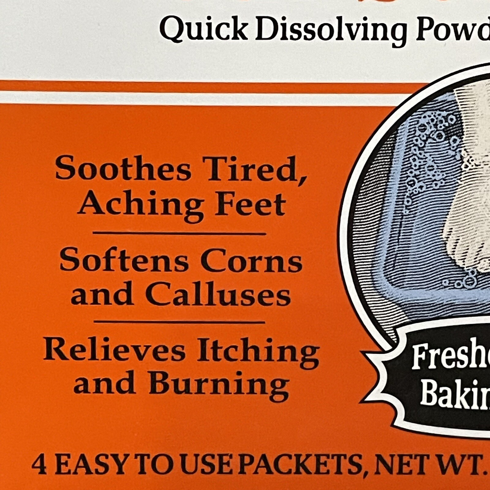 (1) Johnson's Foot Soap Soak Powder 4 Packets Soothes Tired Aching Feet