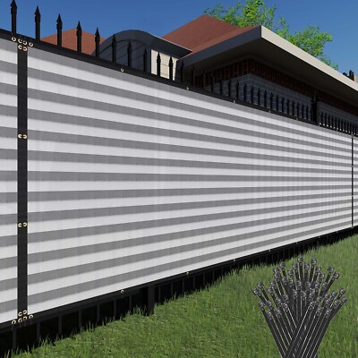 10' Privacy Screen Fence Heavy Duty Graystripe Shade Net Cover Wall Garden Yard