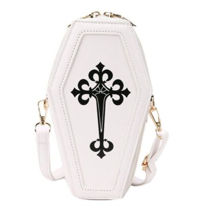 Vampire Coffin Pocketbook White Gothic  Crossbody bag PU Leather