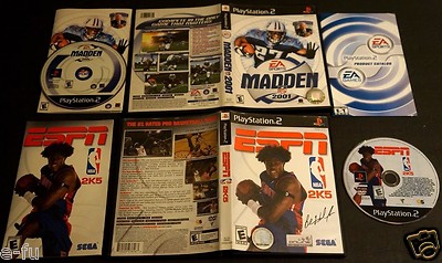 2 Video Game PS2 Lot MADDEN NFL 2001 Eddie George ESPN NBA 2K5 Ben Wallace Cover