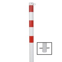 Absperrpfosten 76 Mm Stahlrohr + 1 ÖSe Weiß Rot Zum Einbetonieren