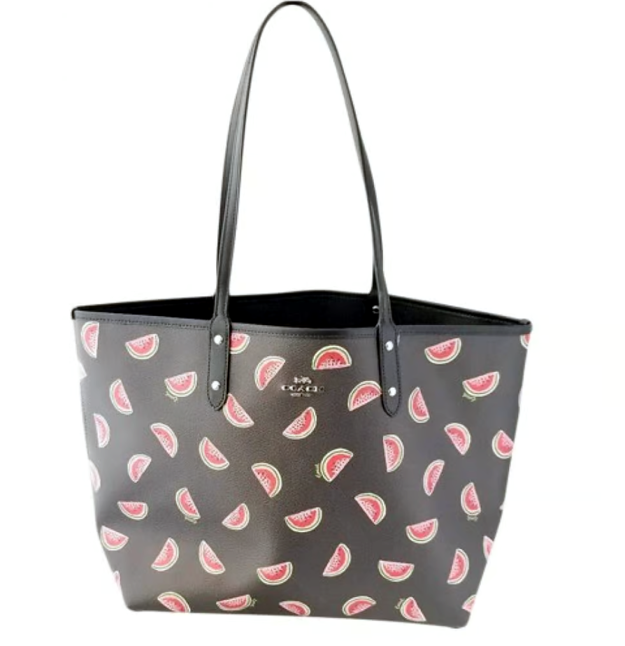 Coach Metro Navy Watermelon Print Tote W/Matching Watermelon Key
