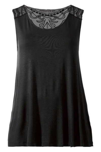 Esmara Damen Top Mit HäKelspitze Leger Geschnitten Schwarz - Gr. Xl (48/50)-image
