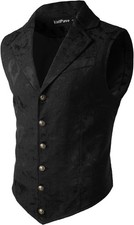 Mens Victorian Steampunk Gothic Waistcoat X-Large Black