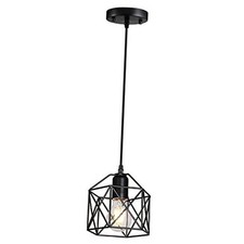 1-Light Vintage Hanging Light Pendant Light Fixture Farmhouse Basket Black