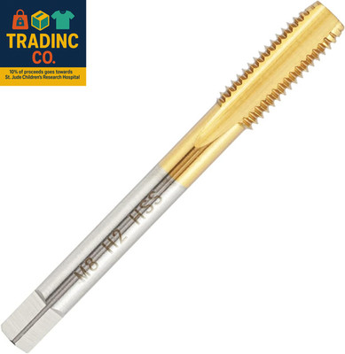 Metric M8 X 1.25 HSS Ti-Coated Straight Flute Thread Tap, M8 X 1.25Mm Titanium C